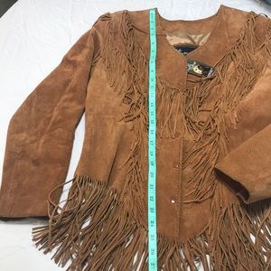 Leather fringe jacket.
